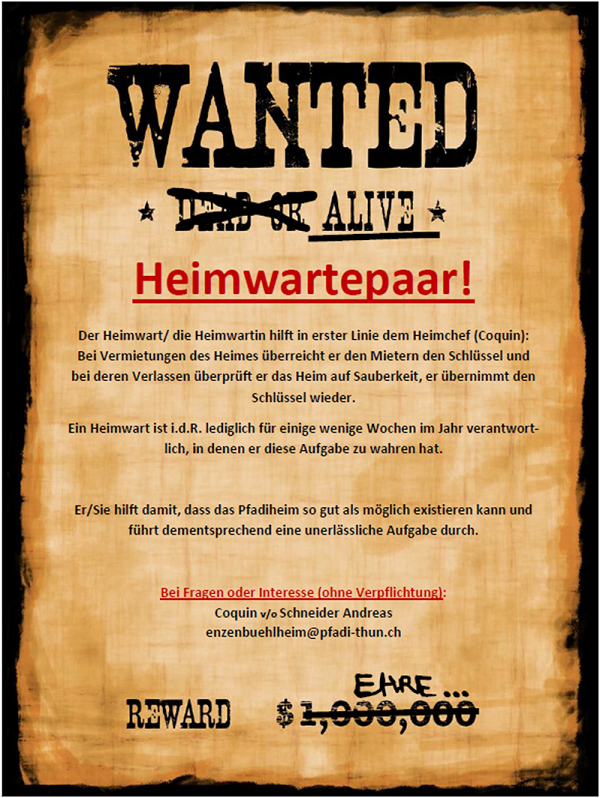 Heimwartepaar Gesucht